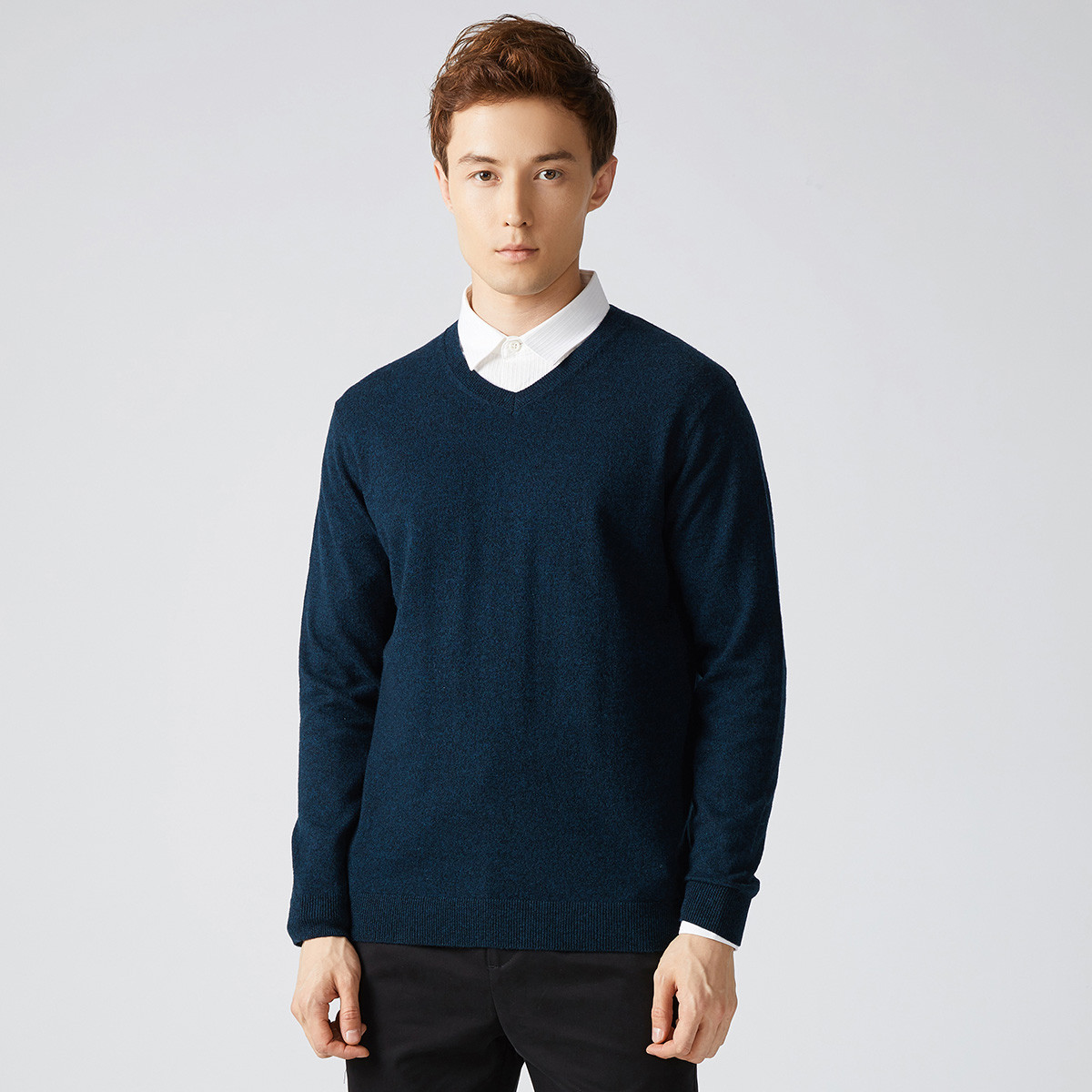 【2018秋冬新品】纯羊毛v领舒适亲肤男士针织衫羊毛衫
