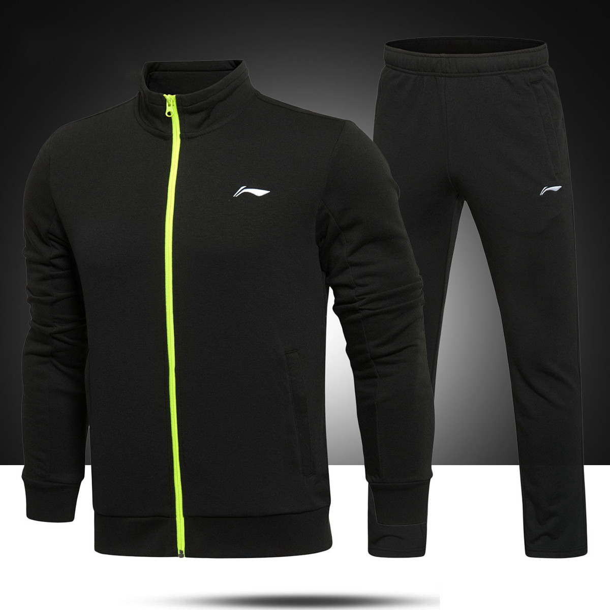 李宁运动套装男2018秋季新款运动服运动装跑步服休闲运动衣两件套