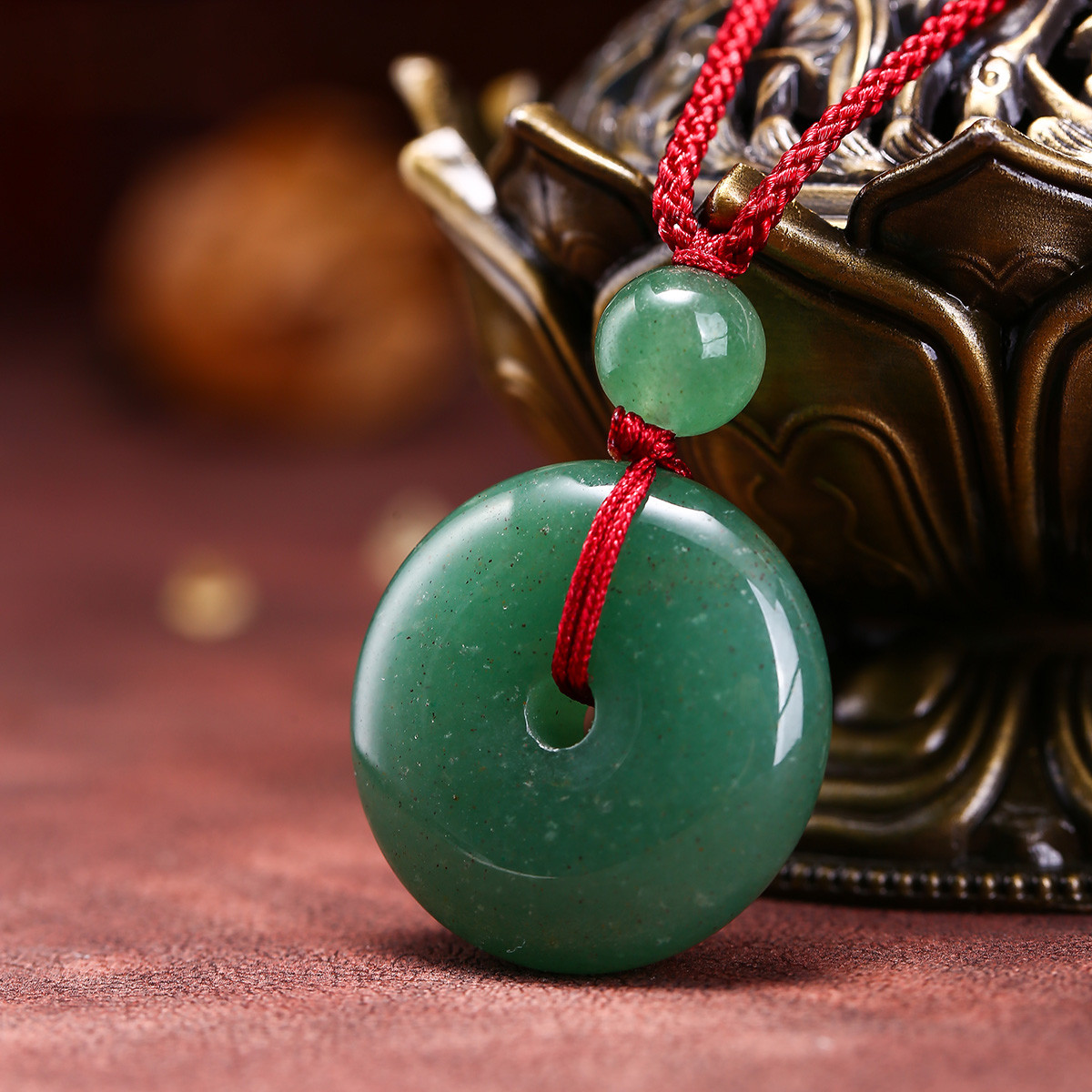 爱华尚 东陵石平安扣挂坠【锐意安康】休闲编织绳玉石项链吊坠