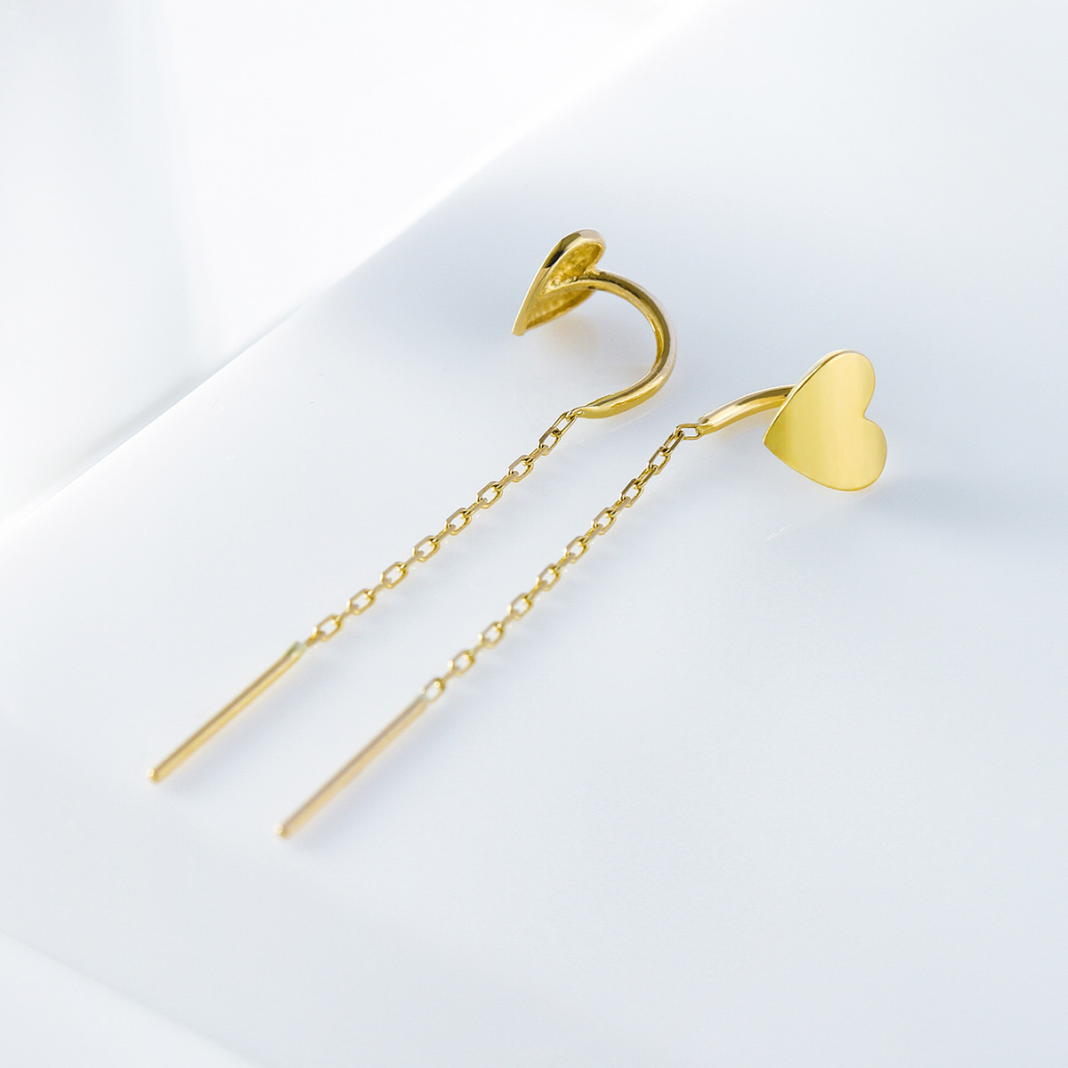 inl日韩时尚k金彩金长款气质耳线爱心耳坠流苏耳环简