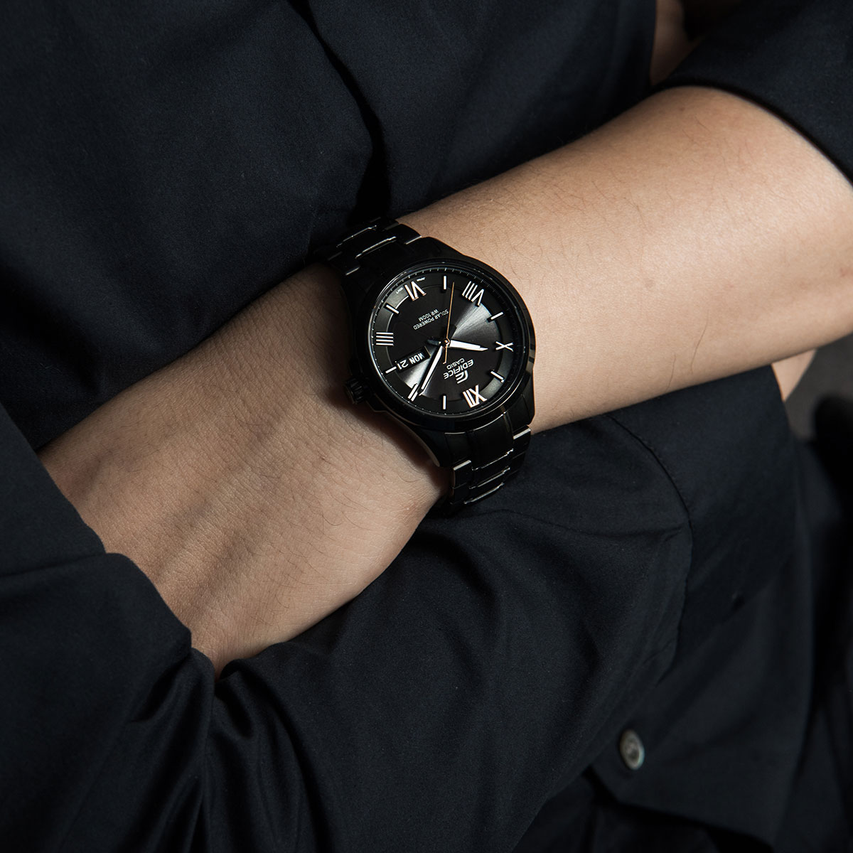 卡西欧casio正品授权edifice系列全黑经典款男士手表