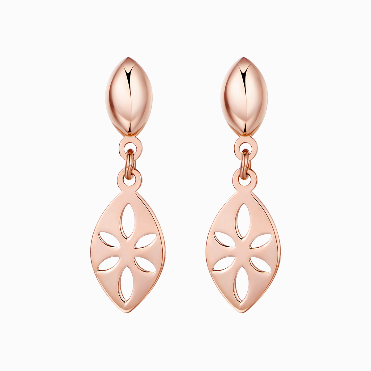 兆亮珠宝叶子彩金 18k金叶子耳钉 耳环耳坠au750黄金