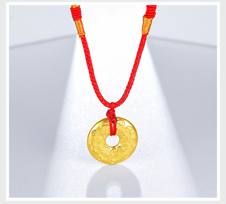 周六福 3d硬金女款平安扣 足金圆形吊坠 定价