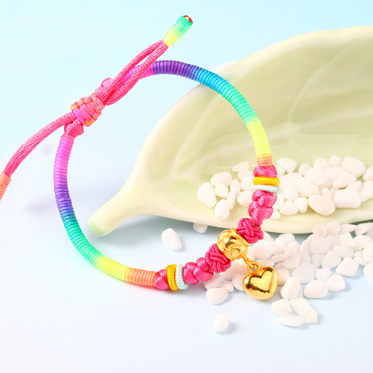 兆亮珠宝心动手链 足金路路通硬黄金 3d硬金编绳手链