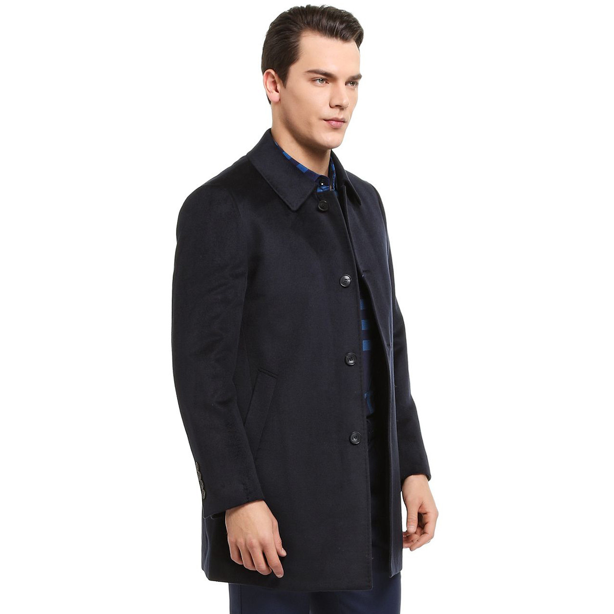 劳斯顿男装秋冬款中年男士超轻羽绒内胆聚热中长款羊毛大衣