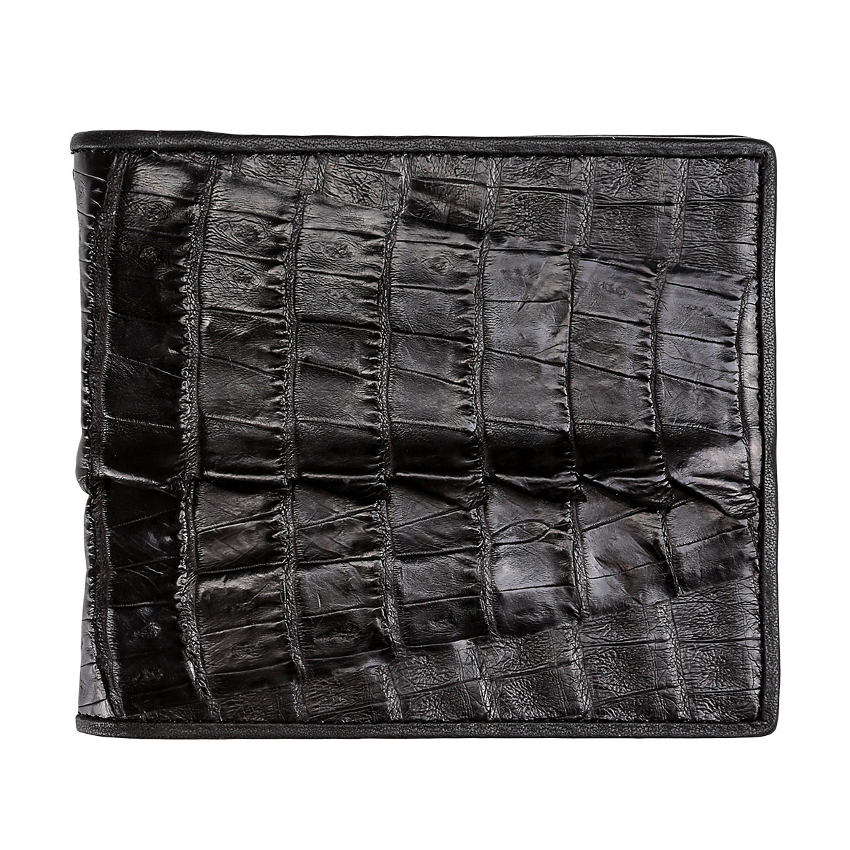 男款黑色鳄鱼皮横身短款钱包
