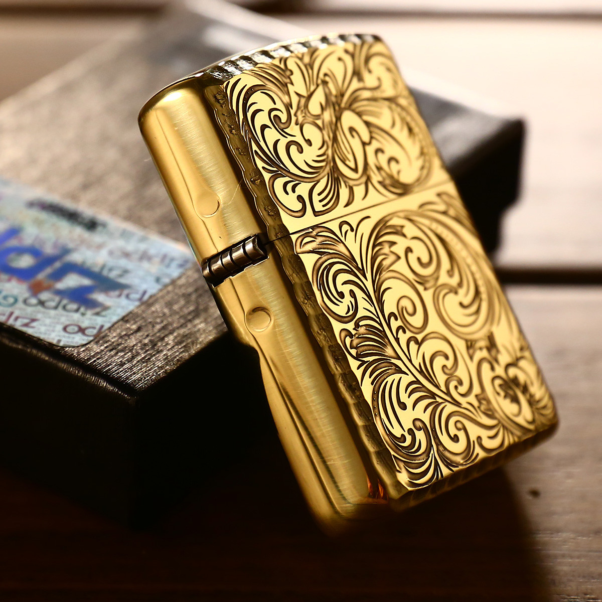 zippo打火机美国正版芝宝 富贵花-防风煤油打火机