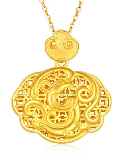 萃华 足金凤凰锁包黄金吊坠(计价)