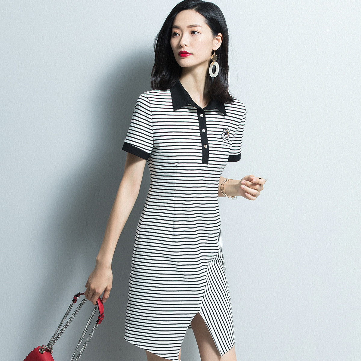 2019夏装连衣裙新款中长款短袖t恤裙运动休闲夏季连衣裙