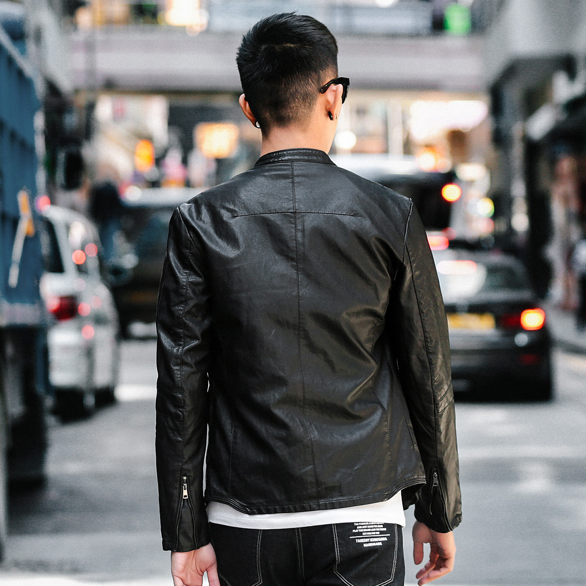 春秋冬新款机车服修身韩版帅气立领男士夹克男士外套皮衣男士皮衣