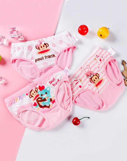 新款粉色童年 儿童舒适透气三条装女童内裤