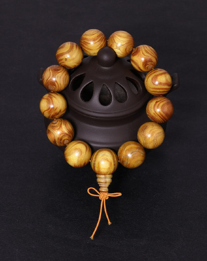 正圆小孔黄金柚木对眼鬼脸男士文玩手串手链18mm情人节礼物