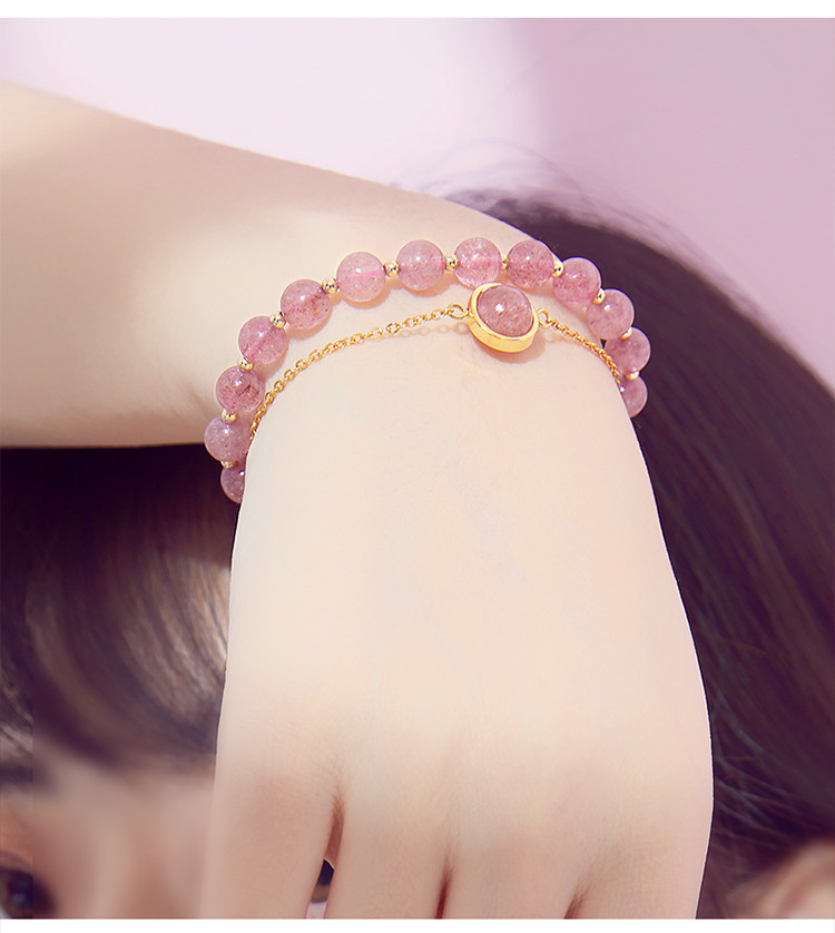 蔻斯琦 甜美草莓晶双层手链女时尚水晶手串叠戴生日礼物