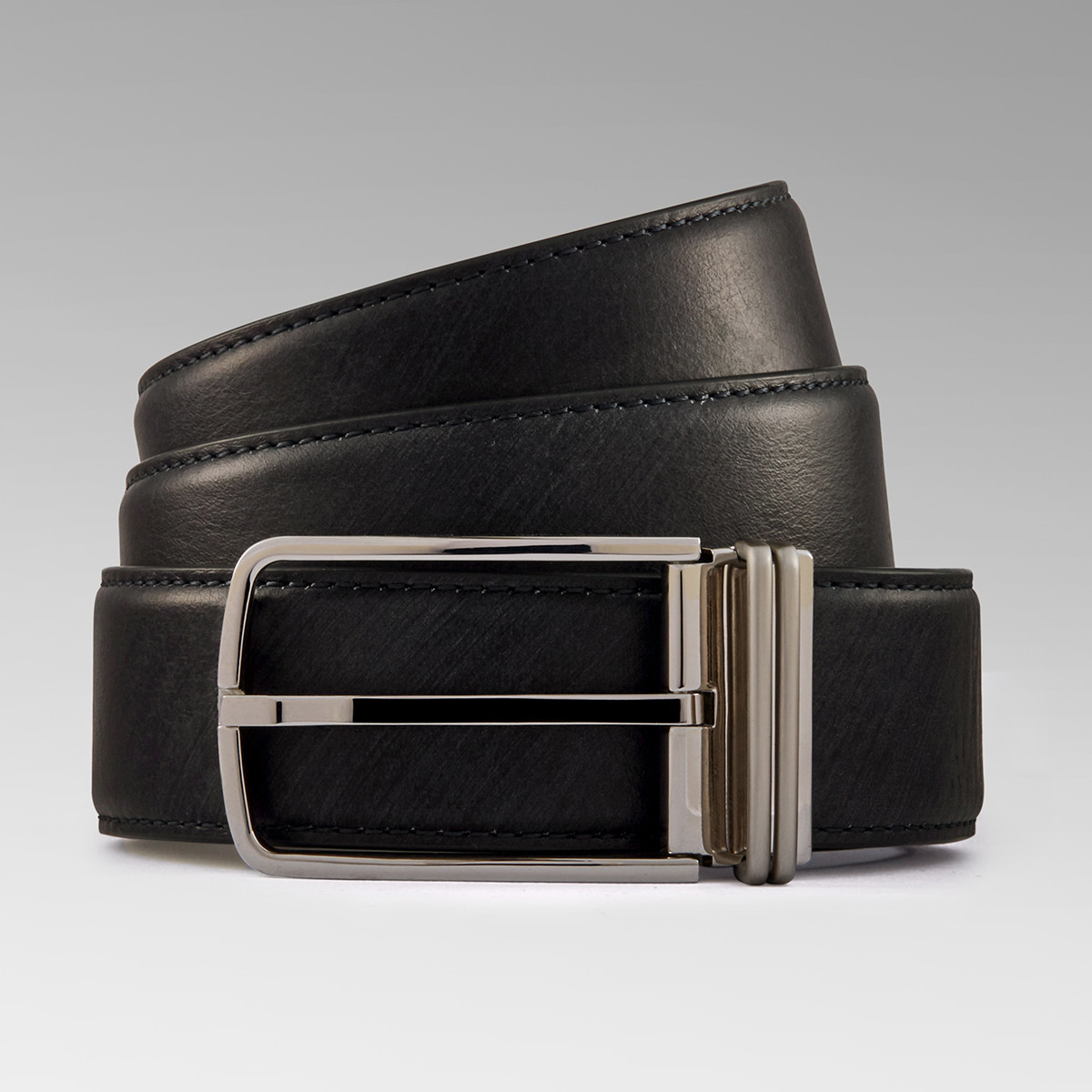 劲霸男士皮带深兰商务合金扣头皮带