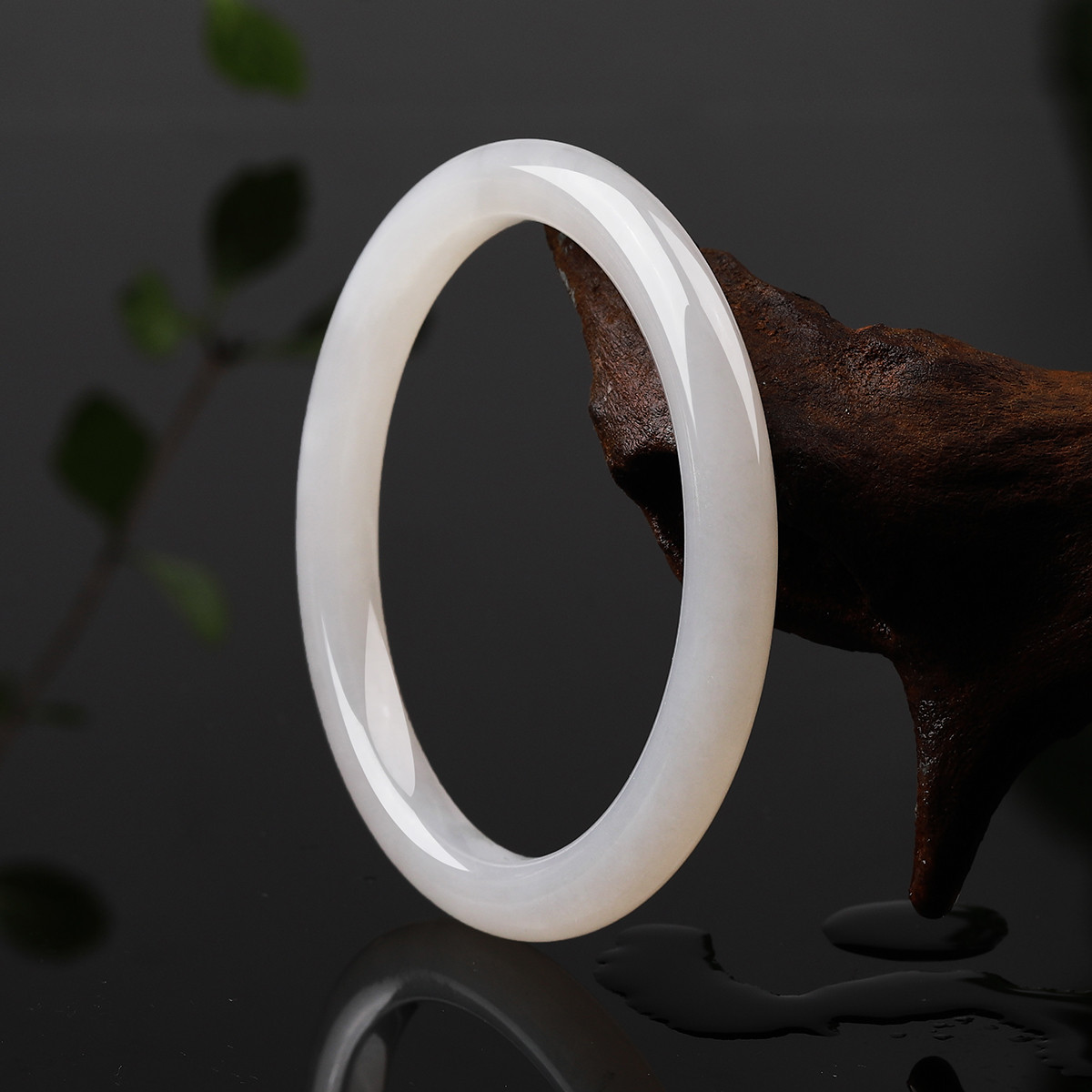 天然和田白玉细条玉手镯/玉镯子/玉镯子 附证书