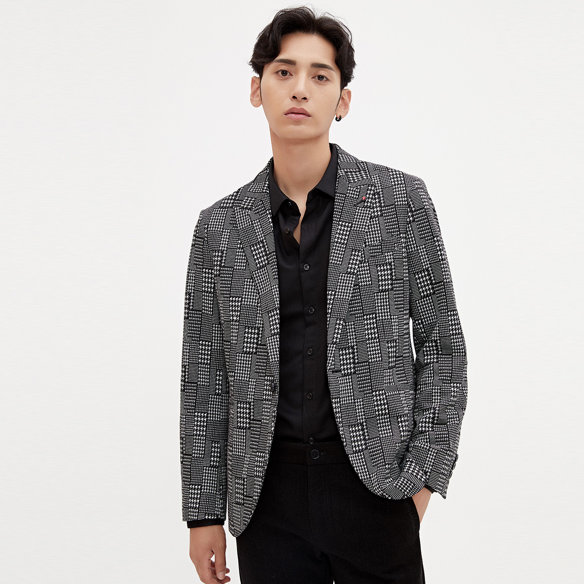秋季新品千鸟格经典轻商务复古单西男士西服