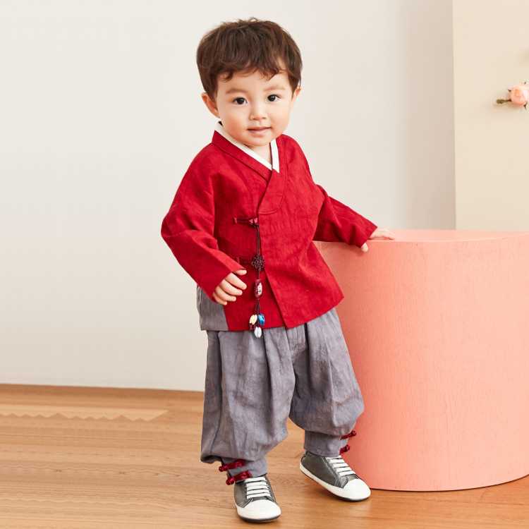 戴维贝拉童装春秋新款男童汉服套装宝宝国风汉服拜年服