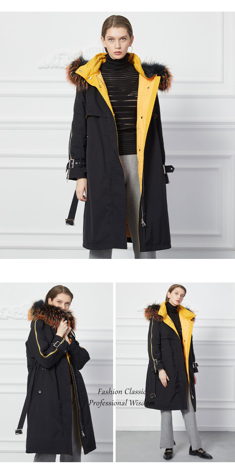 瑟俪(斯尔丽高端)时尚中长款简约女士修身休闲羽绒服