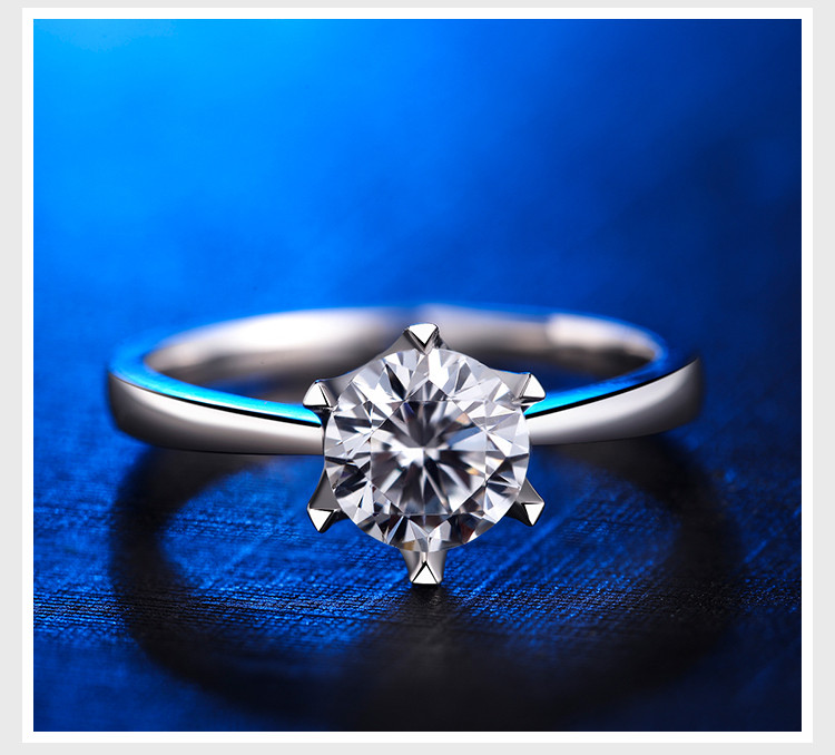 周六福白pt950铂金约30分经典六爪钻戒 结婚戒指女戒