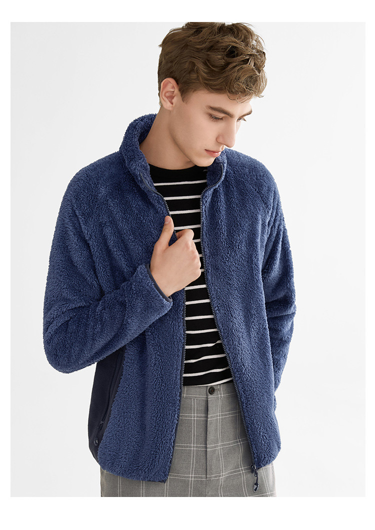 【柔软摇粒绒】立领抓绒衣男撞色拼接舒适保暖加绒保暖男款抓绒衣