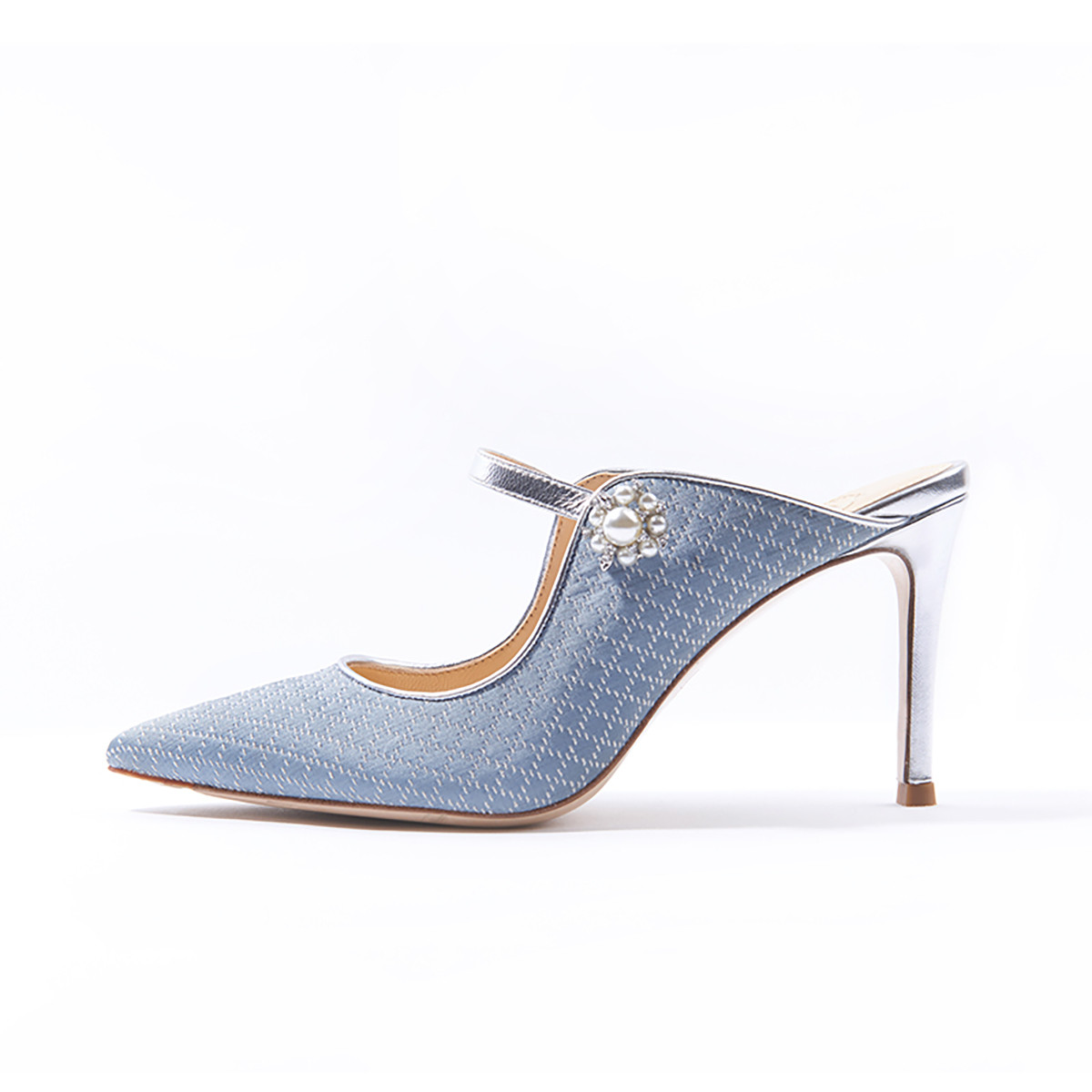 73hours diana rose 2019秋季一字带细跟尖头高跟鞋穆勒鞋拖鞋女