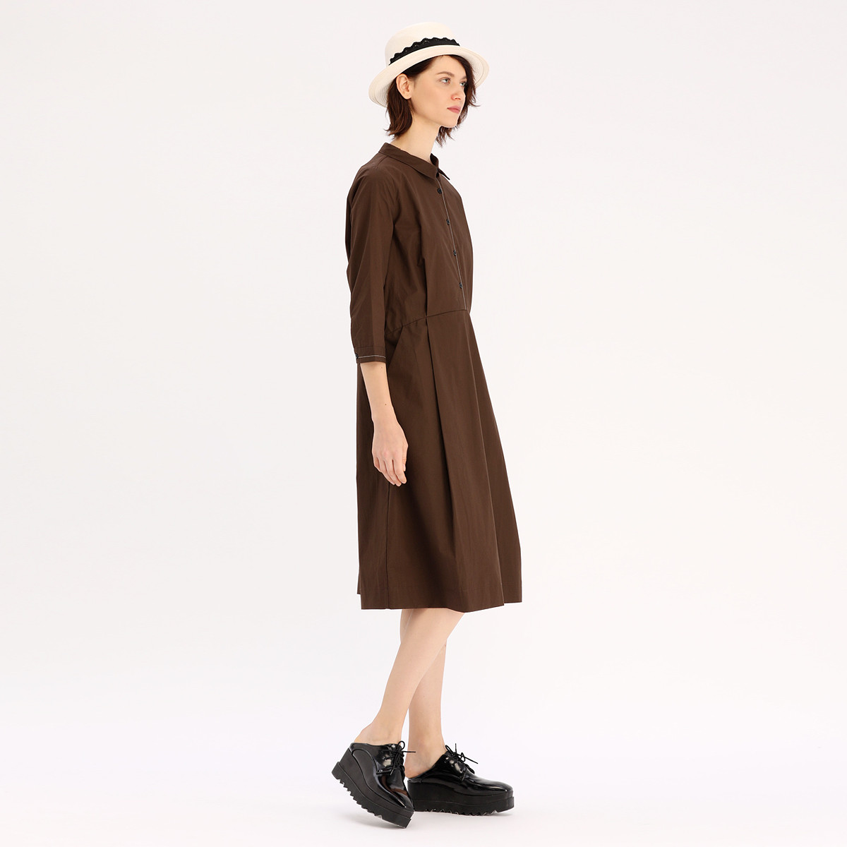 希色myscissors春季七分袖收腰中长连衣裙