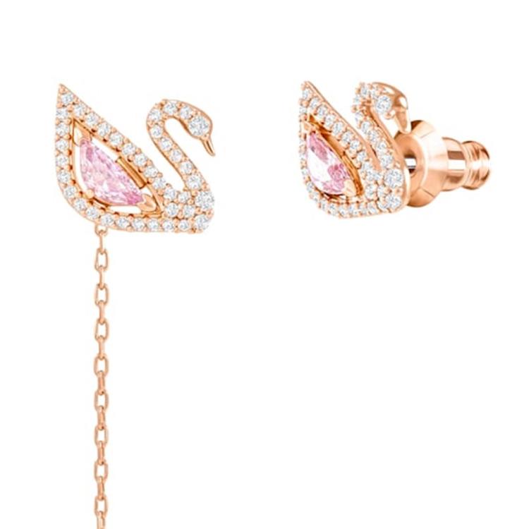 施华洛世奇 早春好礼粉色天鹅系列耳环耳钉两用