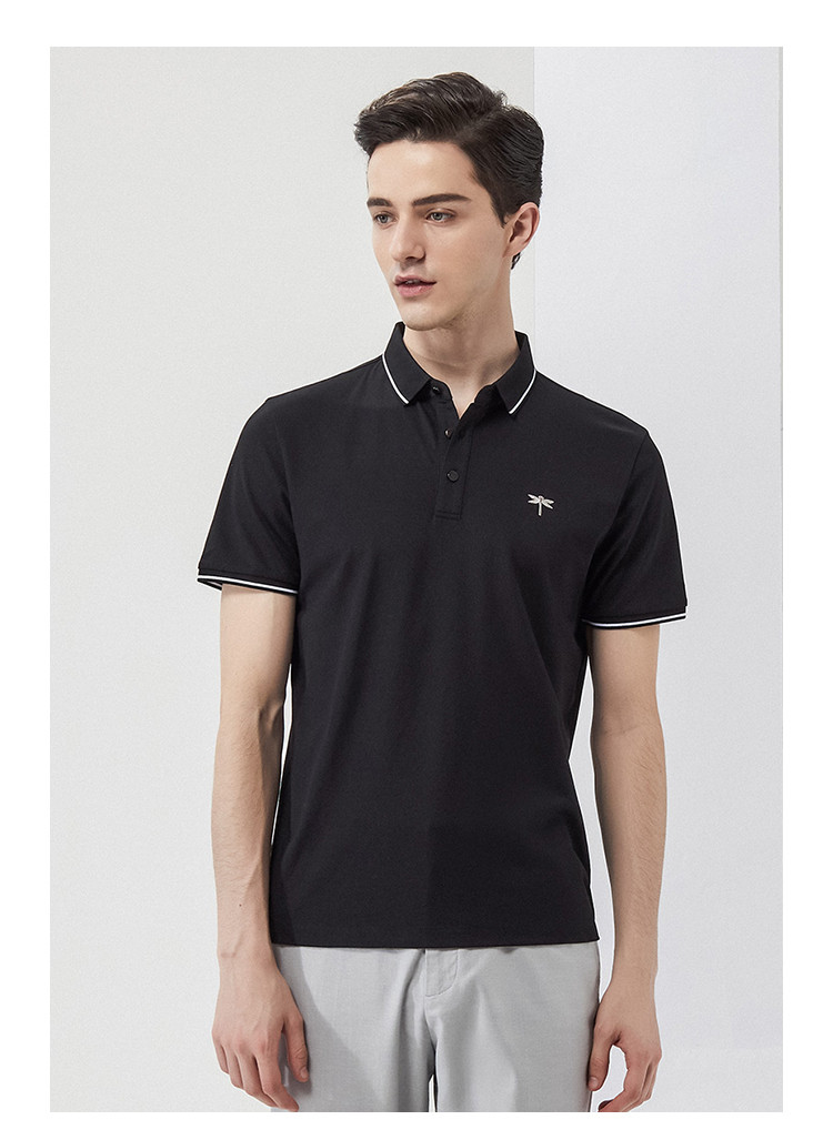 夏季舒适透气蜻蜓烫标商务休闲男士短袖polo衫