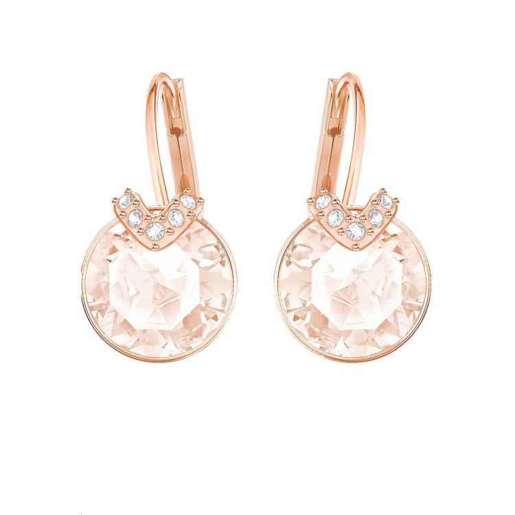 施华洛世奇 贝拉系列甜美穿孔耳环 闪耀水晶 金粉耳环