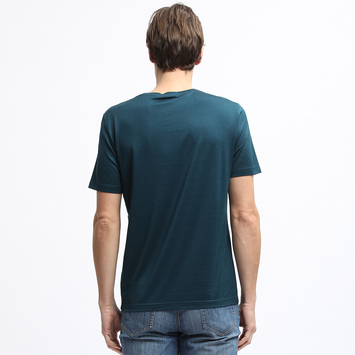 天丝棉混纺精致胶浆印花logo圆领休闲男士t恤短袖t恤