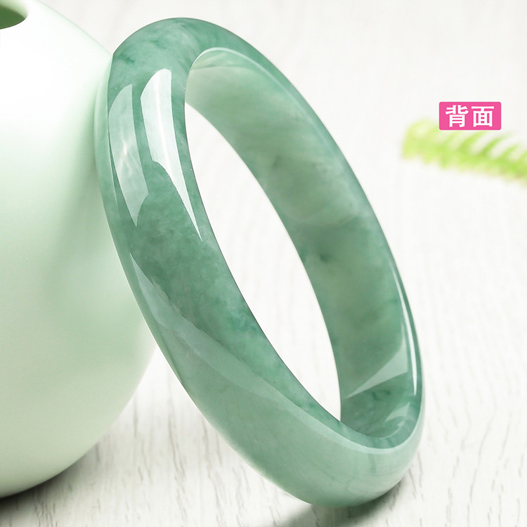 紫气东来 老坑冰糯种飘花油青绿飘雪花棉天然a货手镯/玉手镯