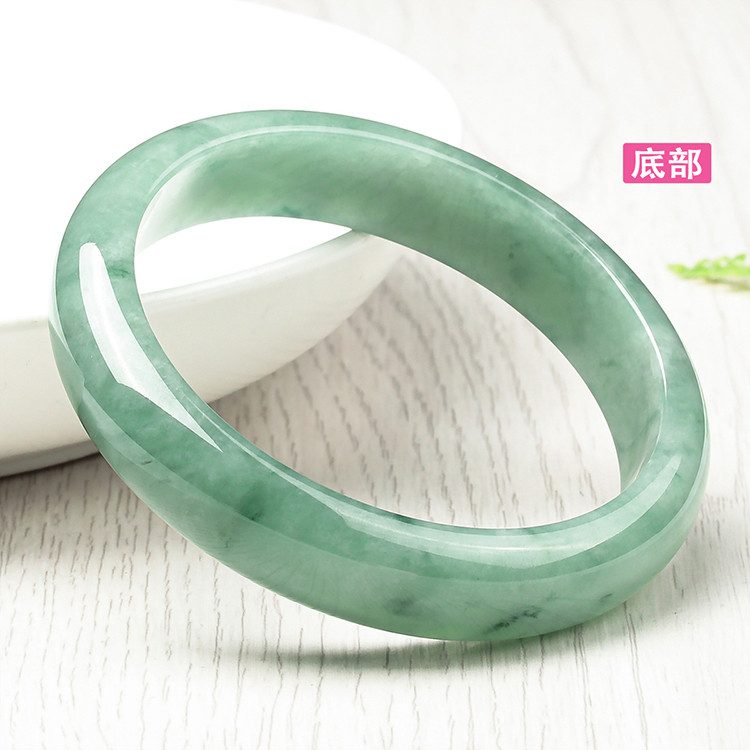 紫气东来 老坑冰糯种飘花油青绿飘雪花棉天然a货手镯/玉手镯