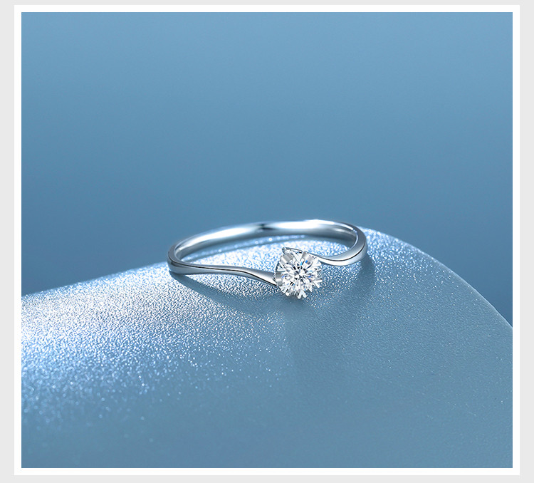 【显钻显大】白18k金戒指扭臂显钻钻石戒指女戒钻戒女-花漾