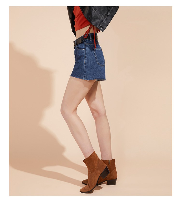 牛仔短裤女夏季带腰带设计感百搭显瘦毛边女式牛仔短裤子