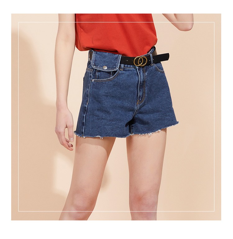 牛仔短裤女夏季带腰带设计感百搭显瘦毛边女式牛仔短裤子