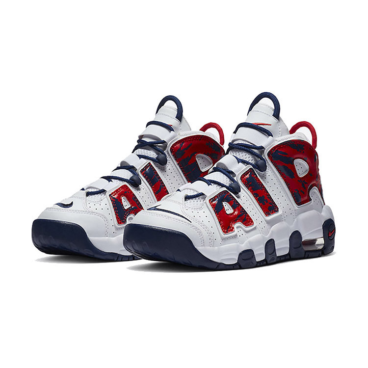 男女大童air more uptempo gs 大air 白红蛇纹奥运皮蓬