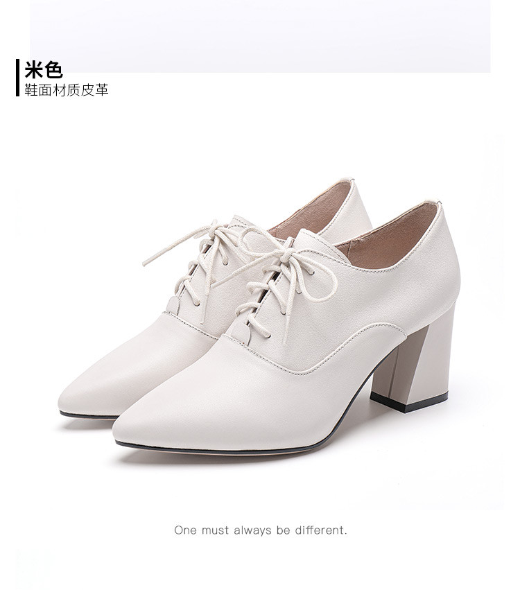 头层牛皮丨2020秋季新款女鞋英伦风系带女士单鞋通勤工作鞋