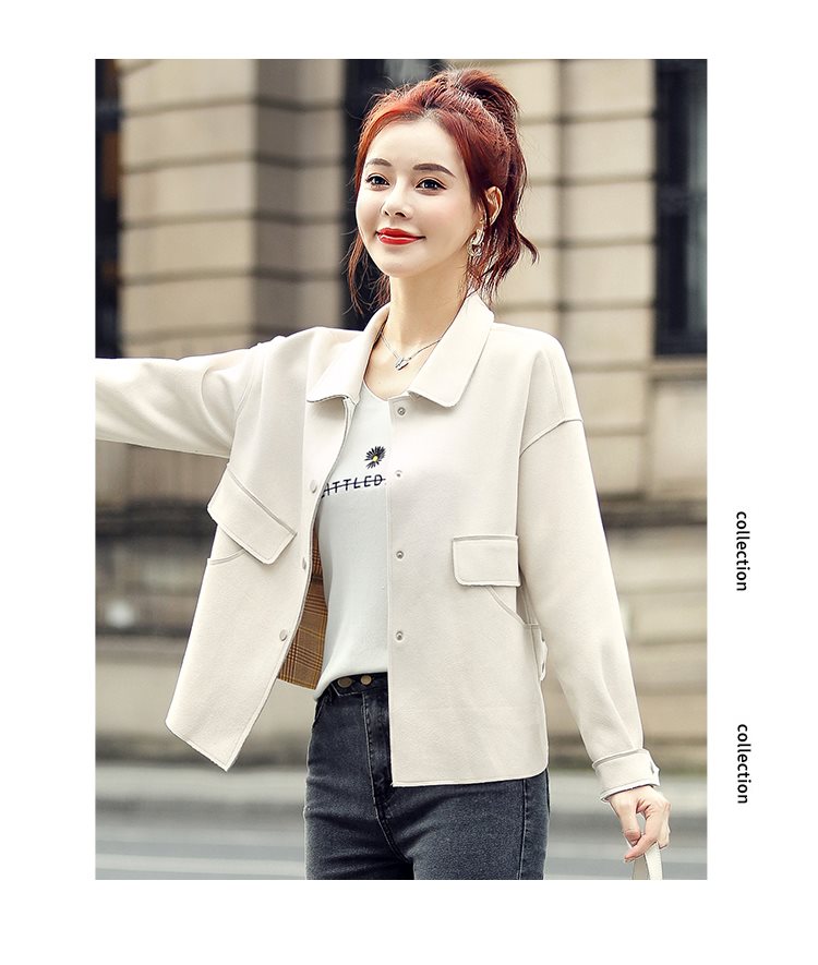 重启纯色纽扣短外套20秋新款休闲韩版简约短款休闲女式外套