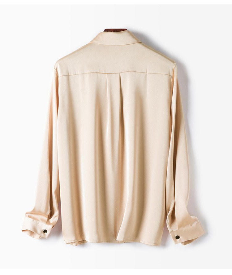 2020秋季新品纯色扎结领上身舒适女式长袖衬衫