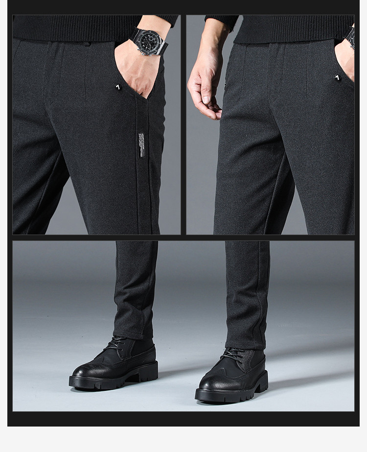 秋冬新款加绒保暖男裤时尚百搭商务弹力舒适长裤男士休闲裤