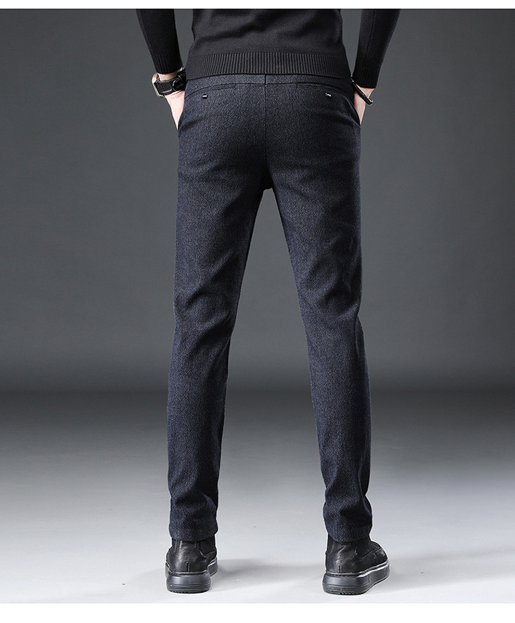 秋冬新款加绒保暖男裤休闲裤男商务百搭直筒修身男士休闲裤