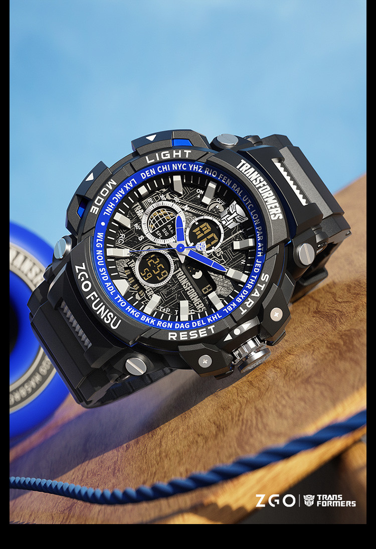 【变形金刚】联名款手表男学生运动多功能双显防水电子手表腕表