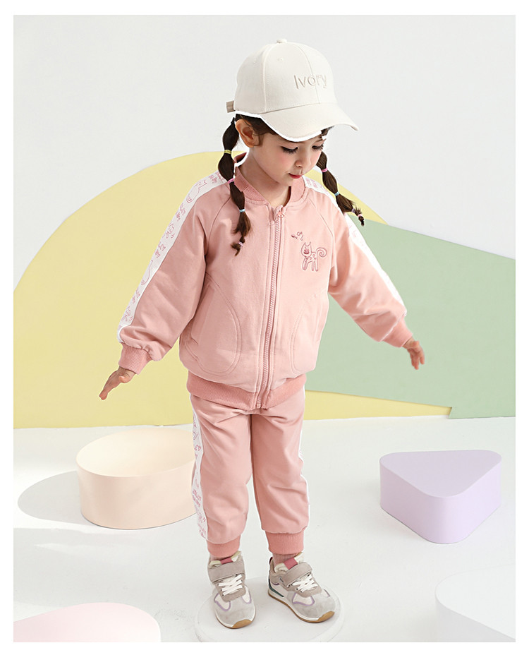 儿童运动套装2021秋季童装新款时尚撞色印花宽松版型活动无阻