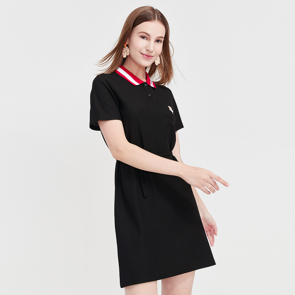 2021新品休闲潮流百搭裙子女款短袖polo衫连衣裙
