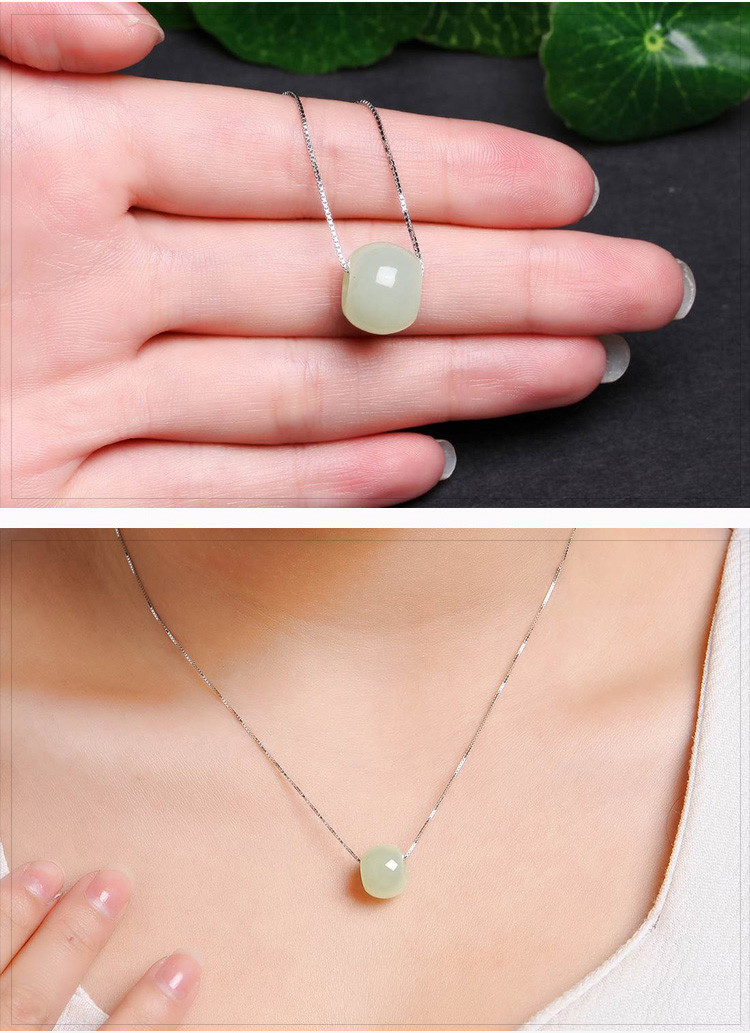 【品牌特卖】和田玉白玉路路通吊坠转运珠项链/带证书