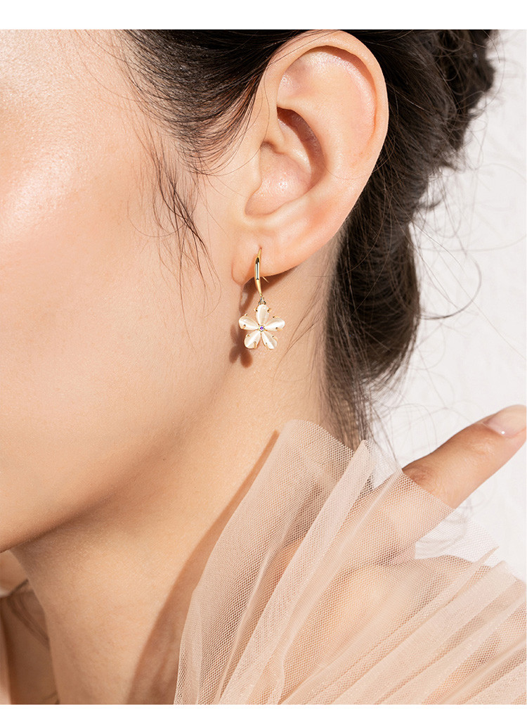 925银耳环耳坠银针纯银简约个性气质花朵小巧银饰耳饰品