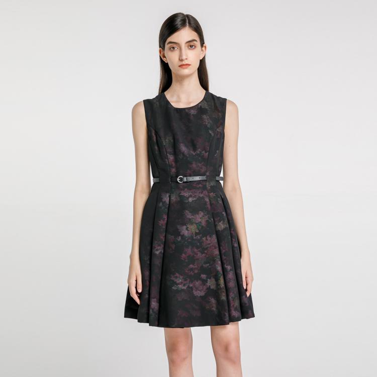 Ports 1961 宝姿女装春夏透视印花u领无袖连衣裙lb8d328kwp007