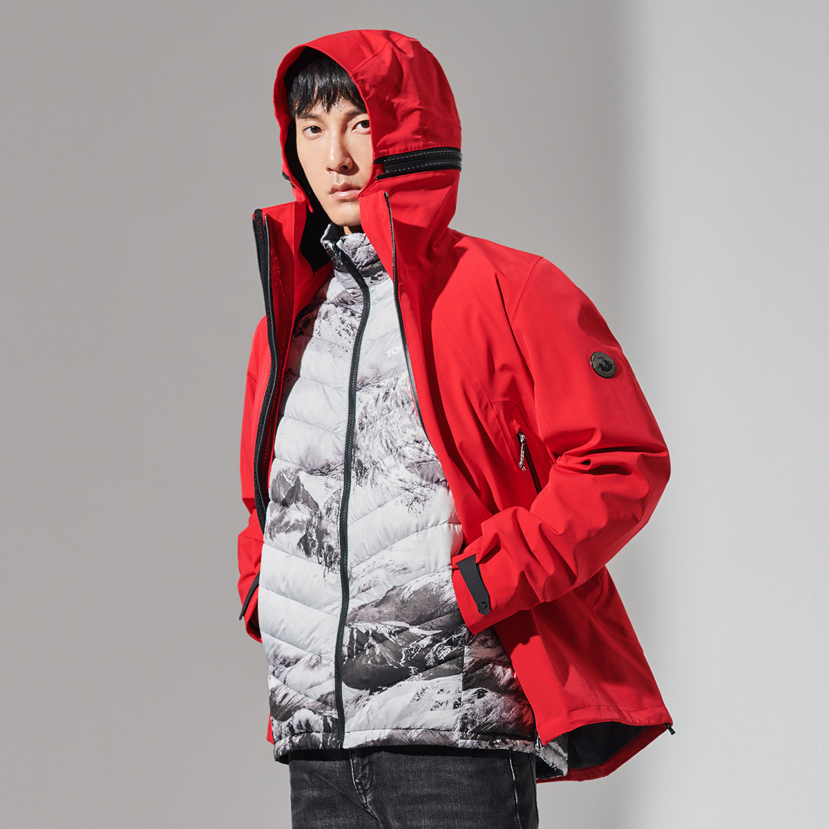 专柜同款 休闲简约 男款tief套羽绒冲锋衣