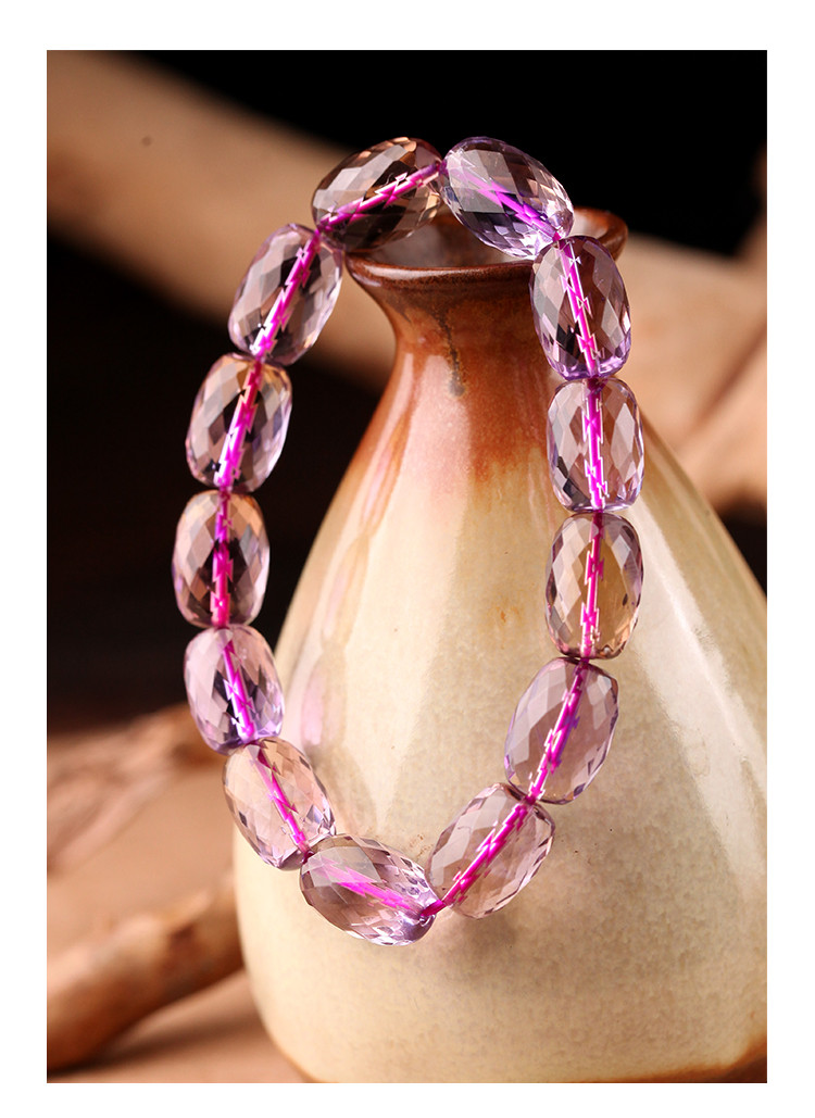 收藏级紫黄晶刻面手链女冰透紫水晶时尚气质百搭单圈手串