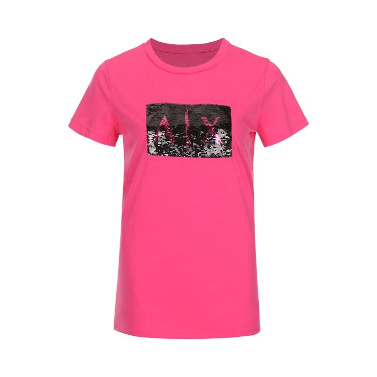 Armani Exchange 女款圆领时尚休闲t恤 In Pink